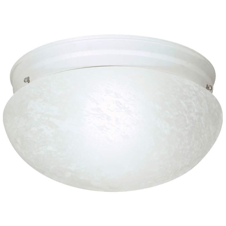 Image 1 2 Light - 12" - Flush Mount - Large Alabaster Mushroom - White Finish
