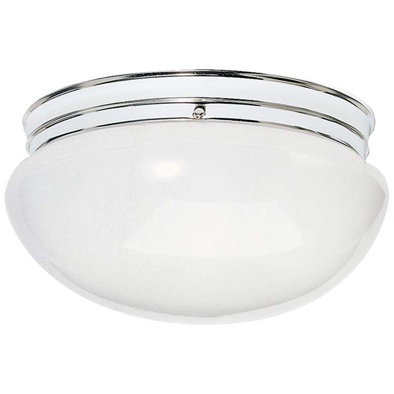Image 1 2 Light - 12" - Flush Mount - Large White Mushroom - Polished Chrome F