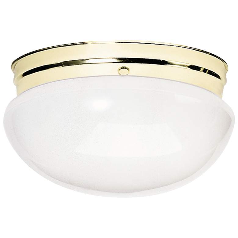 Image 1 2 Light - 12 inch Flush with White Glass - Polished Brass Finish