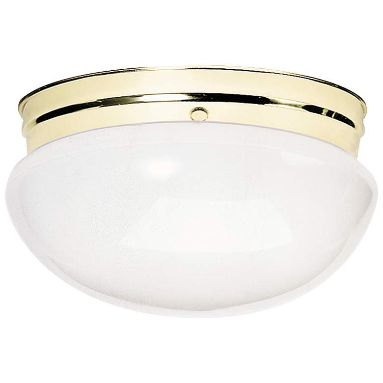 Image 1 2 Light - 12" Flush with White Glass - Polished Brass Finish
