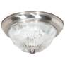 2 Light 13.25 " Wide Flush Mount Clear Ribbed Glass in Brushed Nickel