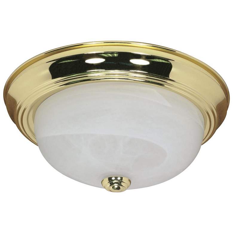 Image 1 2 Light; 13 in.; Flush Mount; Alabaster Glass