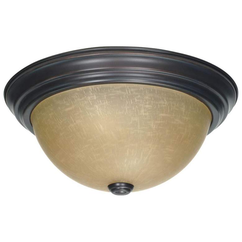 Image 1 2 Light; 13 in.; Flush Mount with Champagne Linen Washed Glass