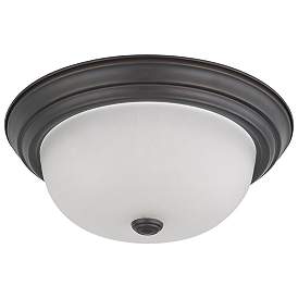 Image1 of 2 Light; 13 in.; Flush Mount with Frosted White Glass