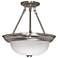 2 Light; 13 in.; Semi-Flush; Alabaster Glass