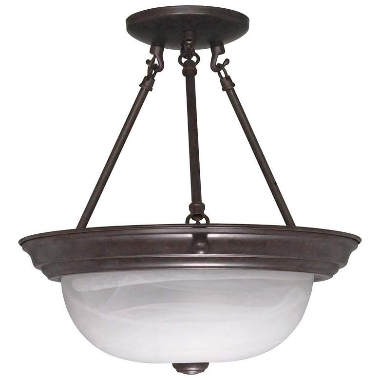 Image 1 2 Light; 13 in.; Semi-Flush; Alabaster Glass