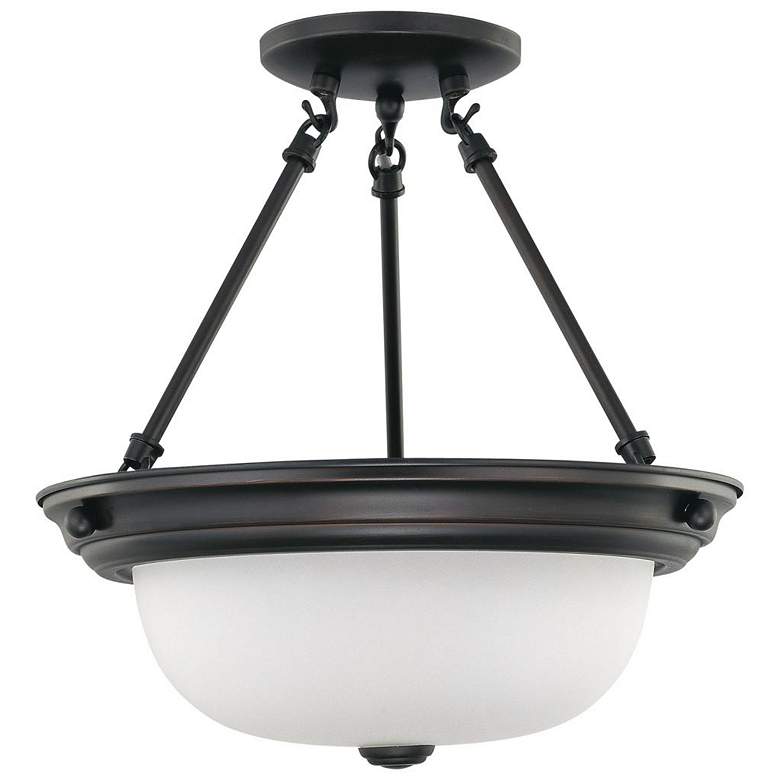 Image 1 2 Light; 13 in.; Semi-Flush with Frosted White Glass
