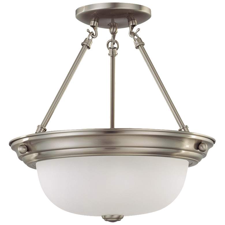 Image 1 2 Light; 13 in.; Semi-Flush with Frosted White Glass