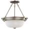 2 Light; 13 in.; Semi-Flush with Frosted White Glass