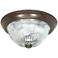 2 Light - 13" - Flush Mount - Clear Ribbed Glass - Old Bronze Finish