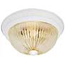 2 Light - 13" Flush with Clear Ribbed Glass - Textured White Finish