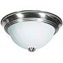 2 Light - 13" Flush with Frosted Melon Glass - Brushed Nickel Finish