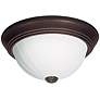 2 Light - 13" Flush with Frosted Melon Glass - Old Bronze Finish
