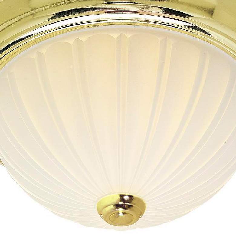 Image 2 2 Light - 13" Flush with Frosted Melon Glass - Polished Brass Finish more views