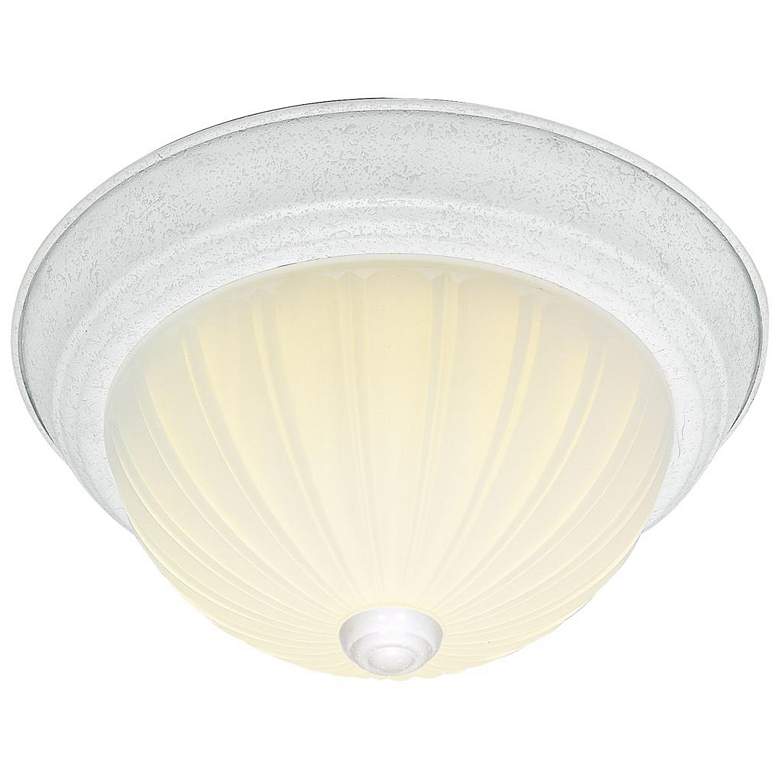 Image 1 2 Light - 13" Flush with Frosted Melon Glass - Textured White Finish