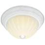 2 Light - 13" Flush with Frosted Melon Glass - Textured White Finish