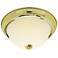 2 Light - 13" Flush with Frosted Ribbed - Polished Brass Finish