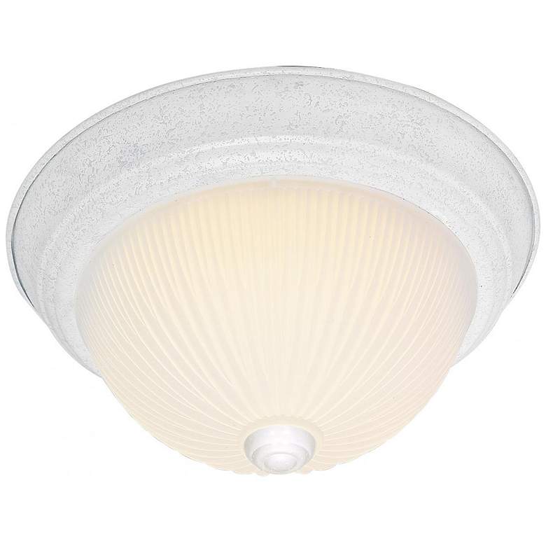 Image 1 2 Light - 13 inch Flush with Frosted Ribbed - Textured White Finish