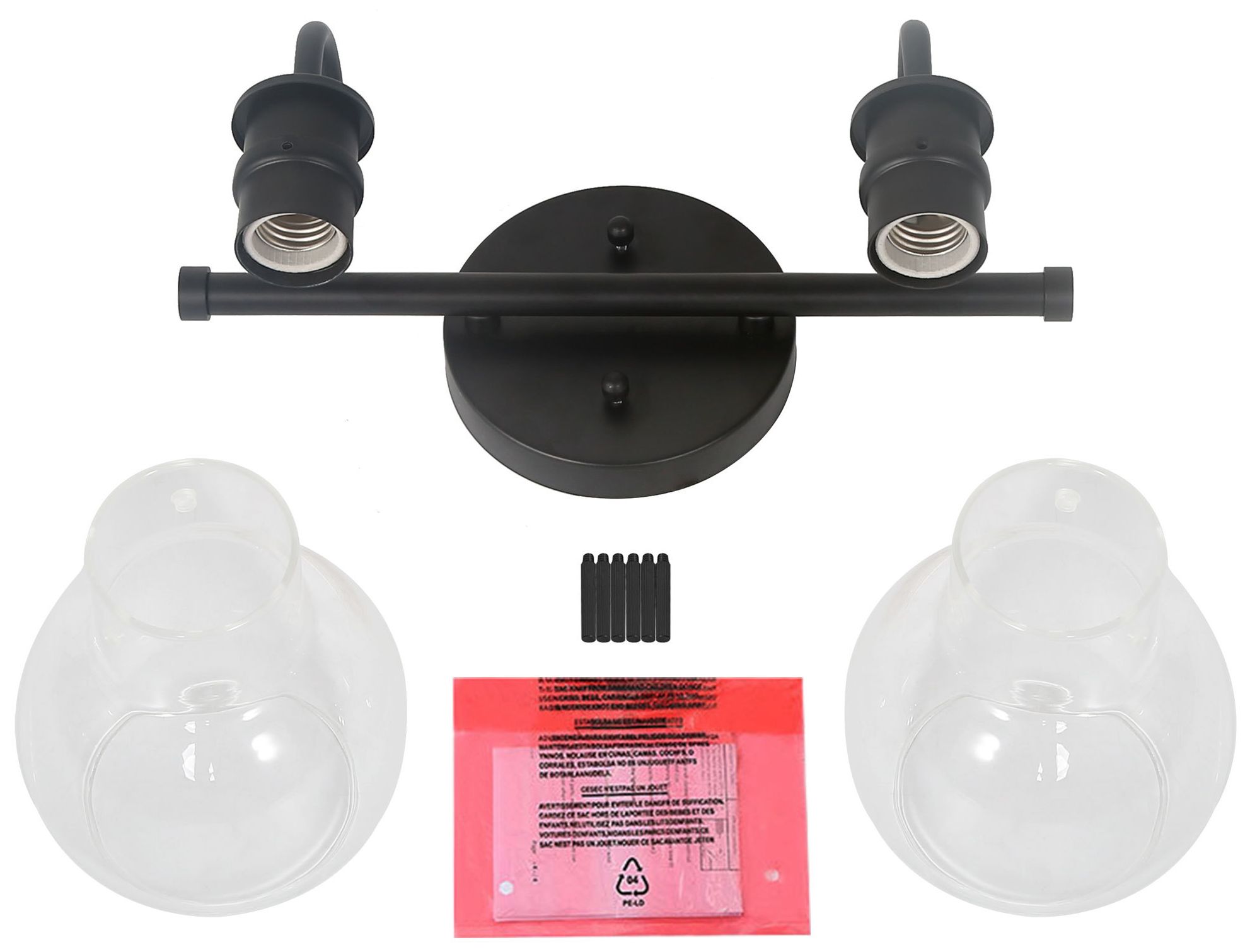 Image 6 2-Light 13" wide Black Bath Light more views