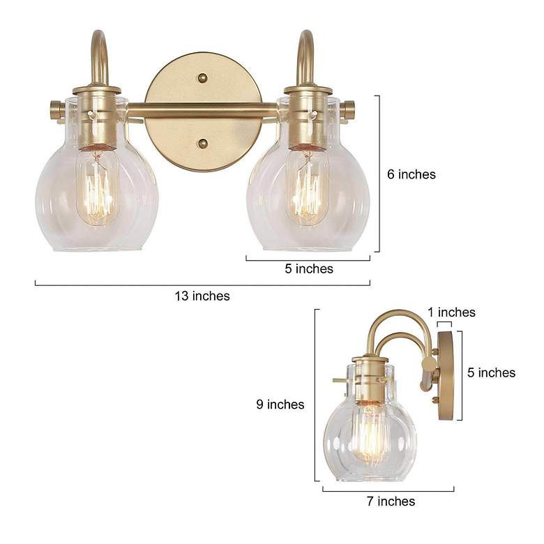 Image 6 2-Light 13" wide Gold Bath Light more views