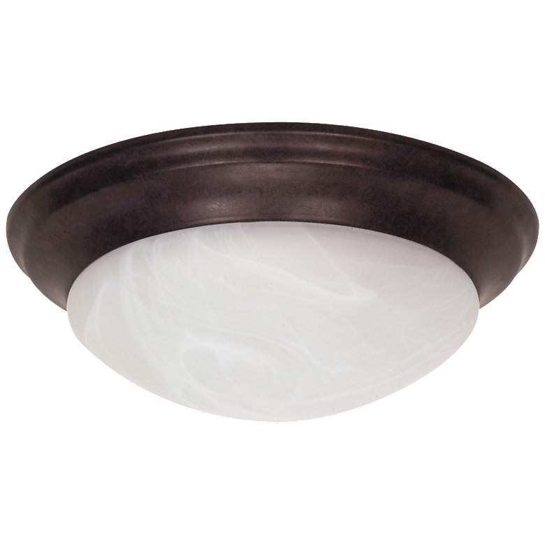 Image 1 2 Light; 14 in.; Flush Mount; Twist and Lock with Alabaster Glass