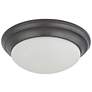 2 Light; 14 in.; Flush Mount Twist and Lock with Frosted White Glass