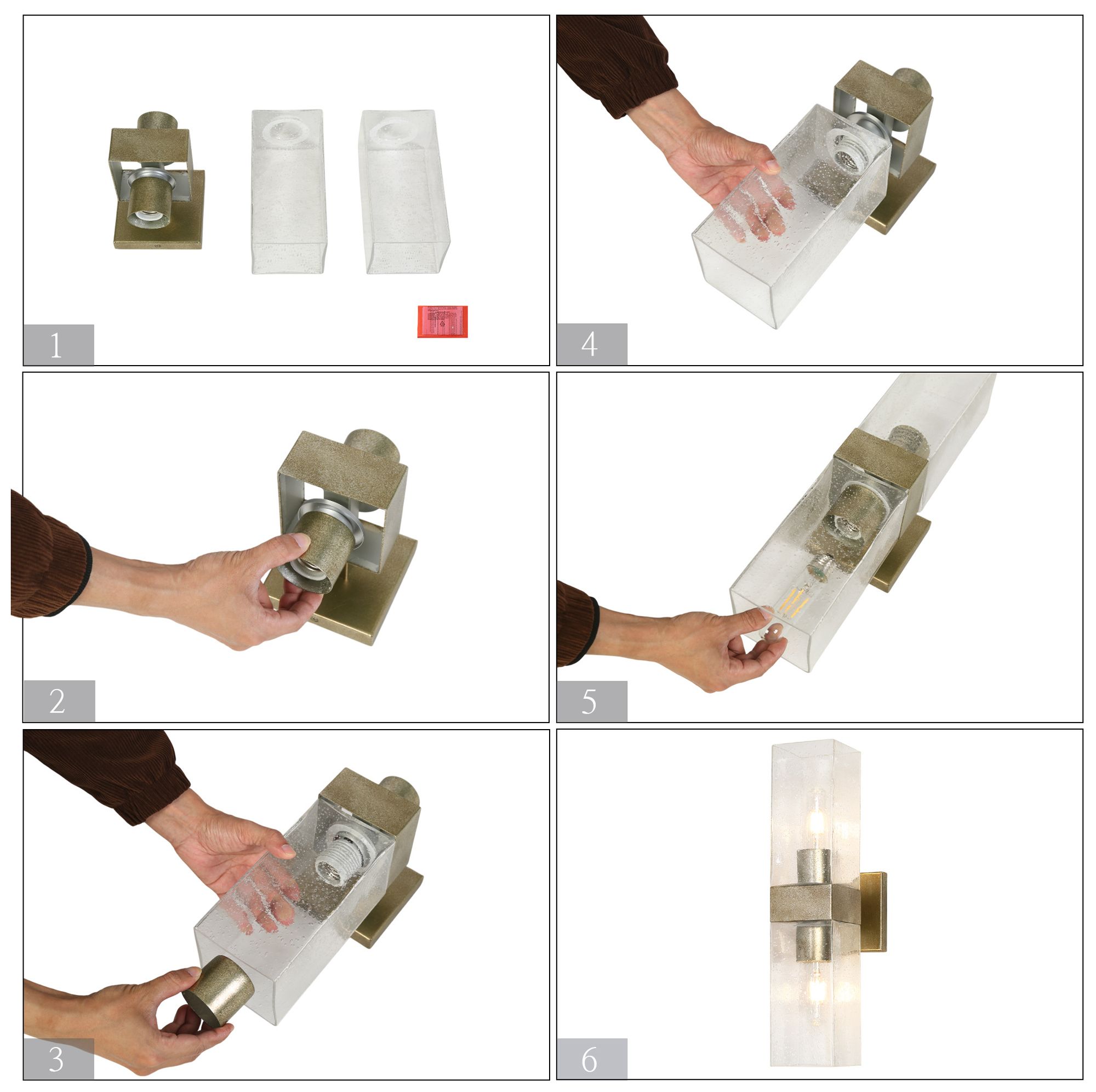 Image 7 2-Light 17.7"H Rectangle Silver Wall Lamp more views