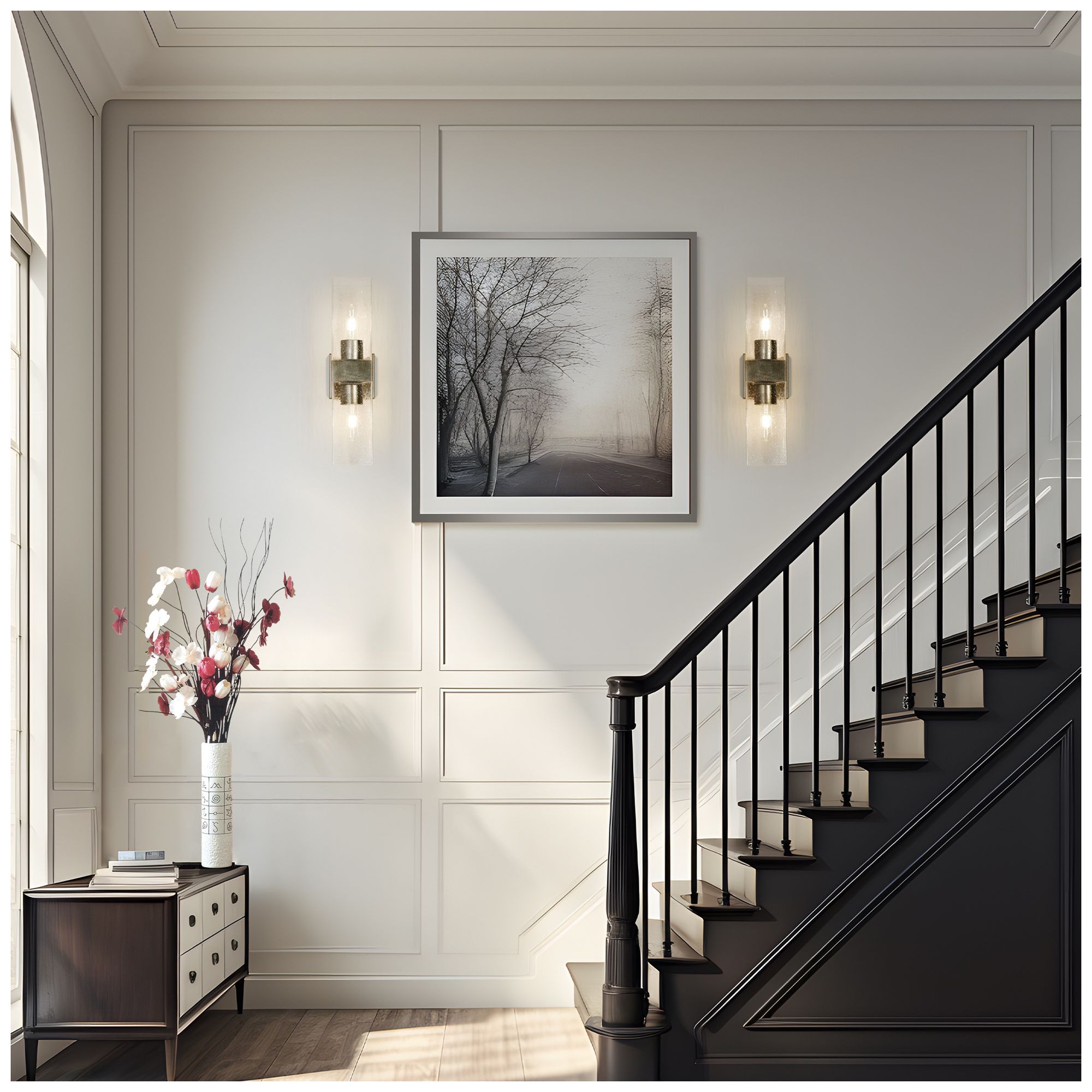 2-Light 17.7"H Rectangle Silver Wall Lamp