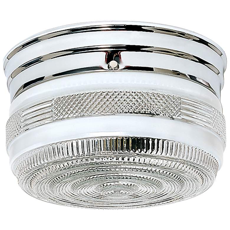 Image 1 2 Light - 8" - Flush Mount - Crystal / White Drum - Polished Chrome Fi