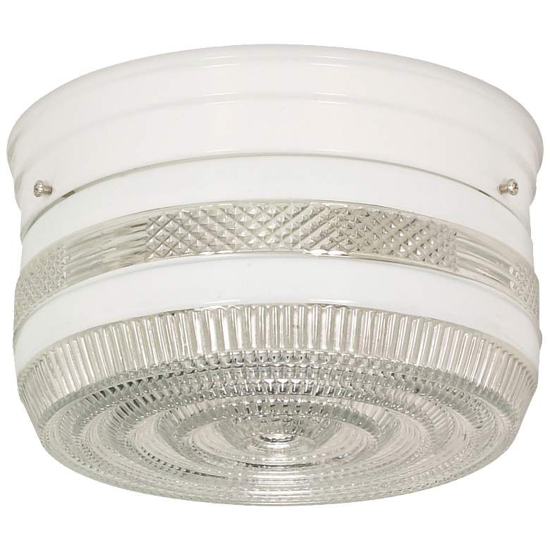 Image 1 2 Light - 8" - Flush Mount - Medium Crystal / White Drum - White Finis