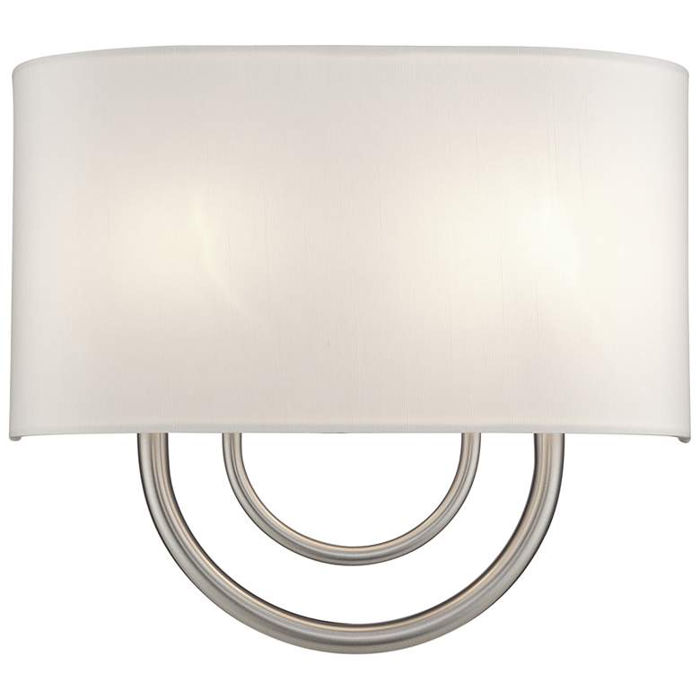 Image 1 2 Light ADA Sconce with Hand Crafted Off-White Fabric Shade