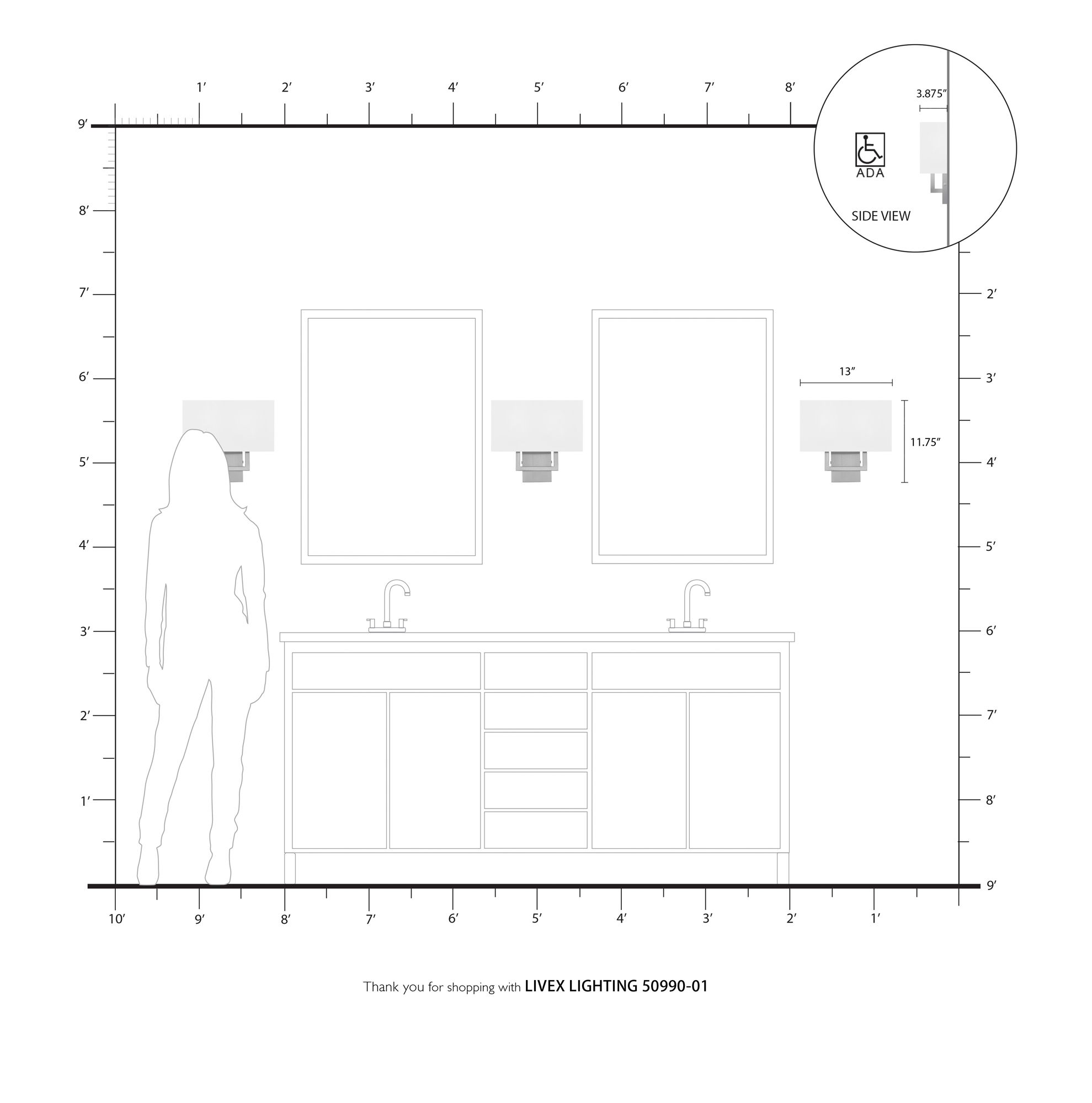 2 Light ADA Wall Sconce in scene