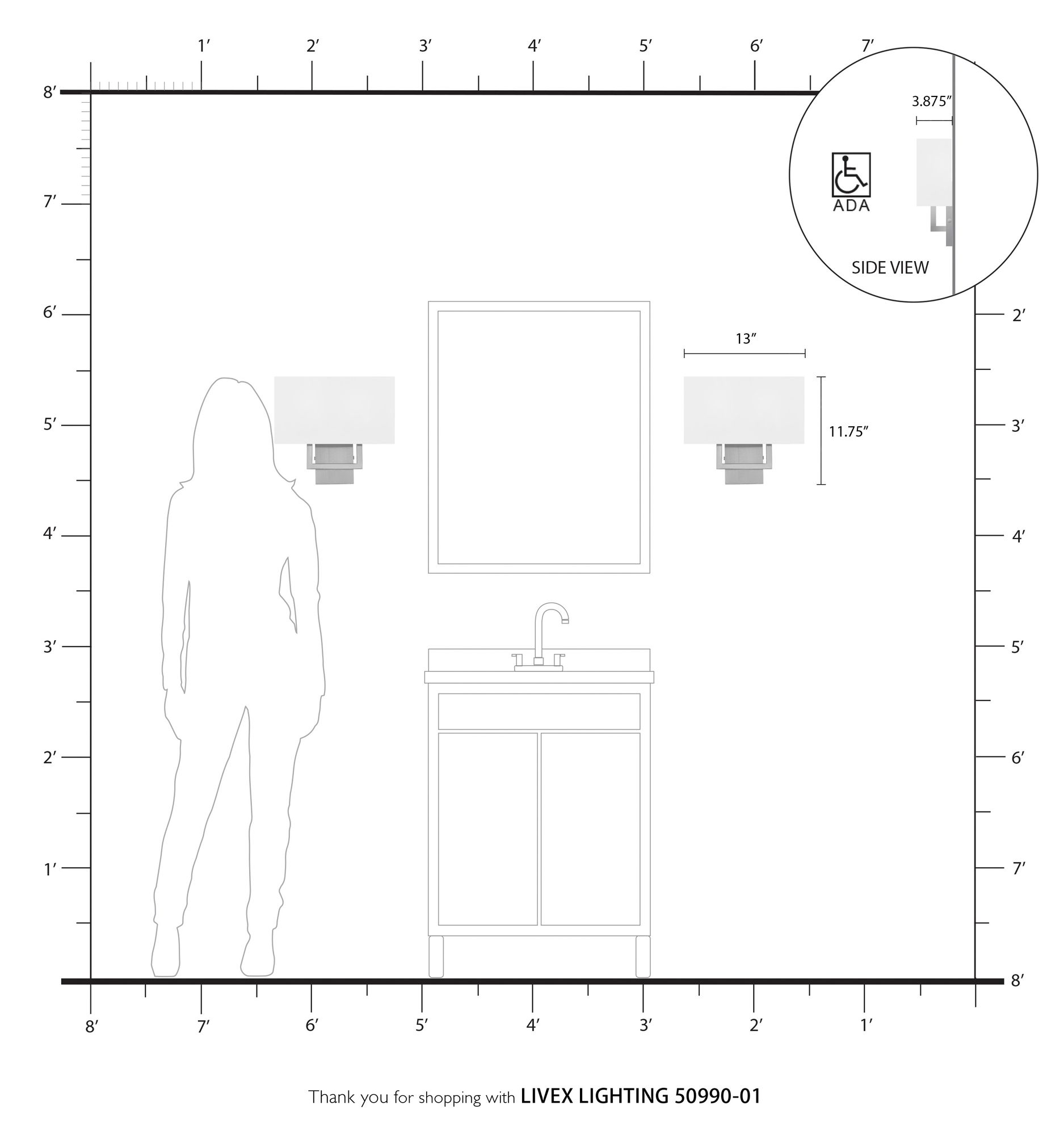 2 Light ADA Wall Sconce in scene