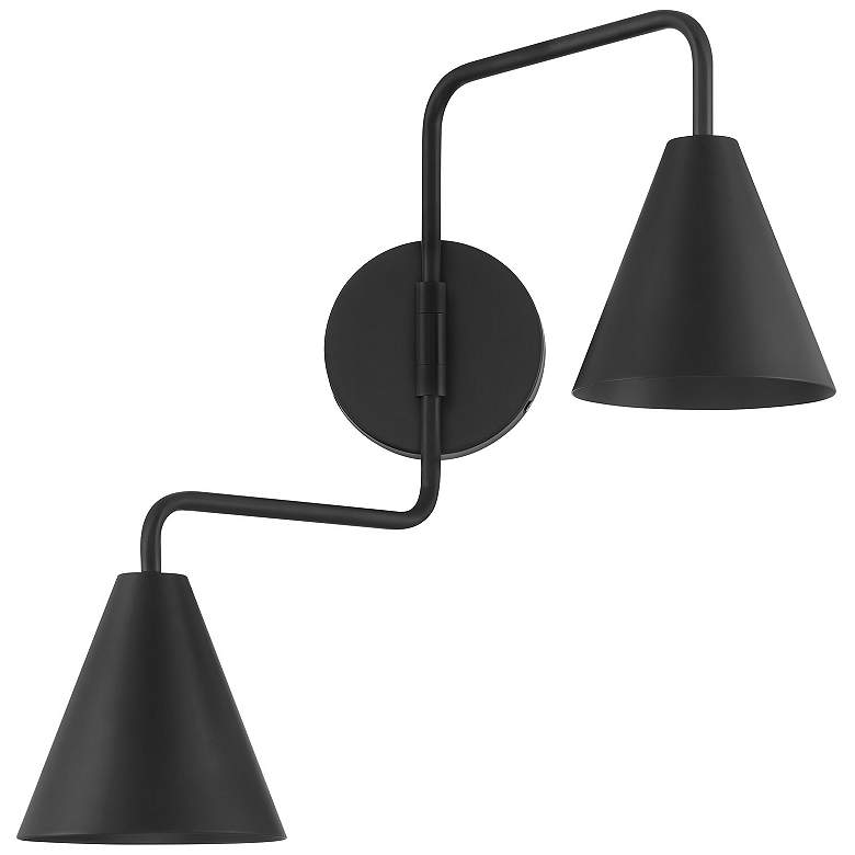 Image 2 2-Light Adjustable Wall Sconce in Matte Black more views