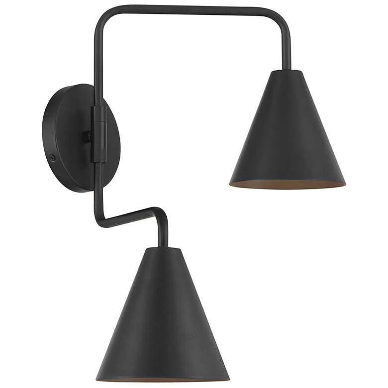 Image 4 2-Light Adjustable Wall Sconce in Matte Black more views
