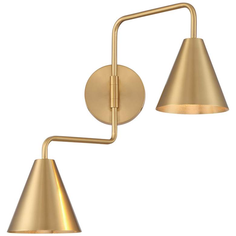 Image 1 2-Light Adjustable Wall Sconce in Natural Brass