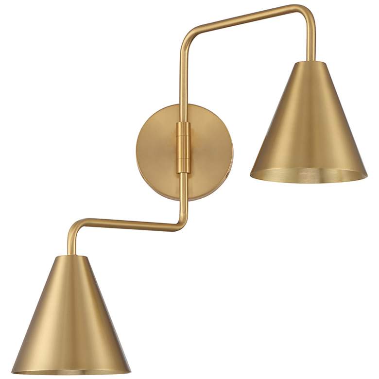 Image 2 2-Light Adjustable Wall Sconce in Natural Brass more views