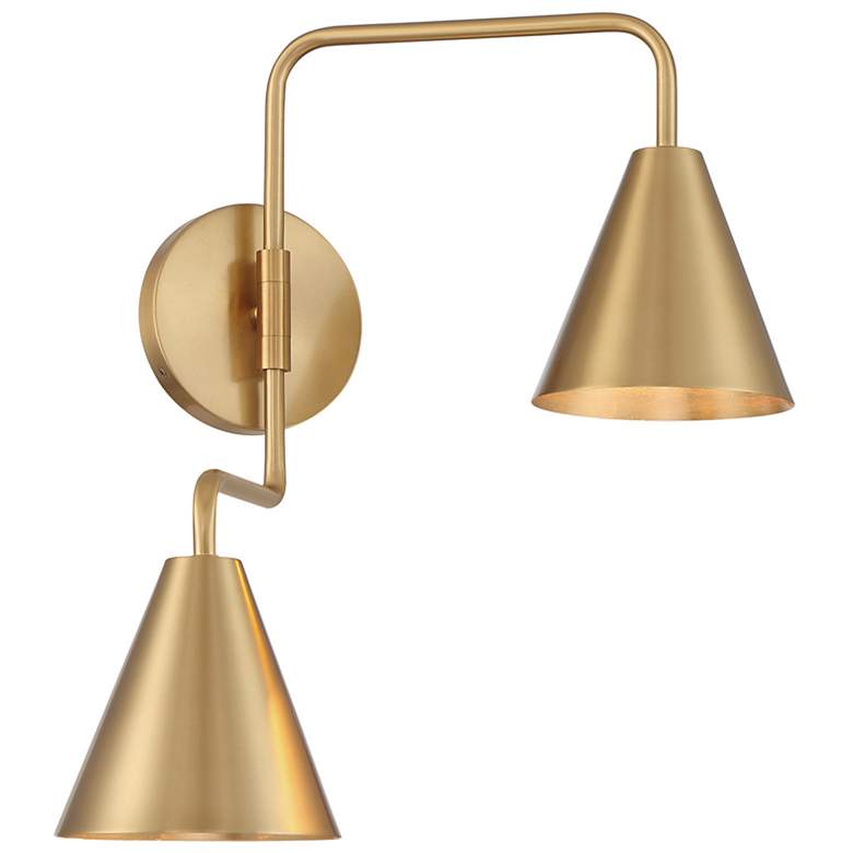 Image 3 2-Light Adjustable Wall Sconce in Natural Brass more views