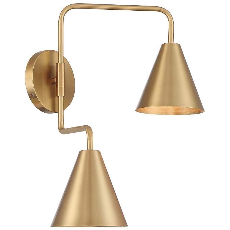 Image 4 2-Light Adjustable Wall Sconce in Natural Brass more views
