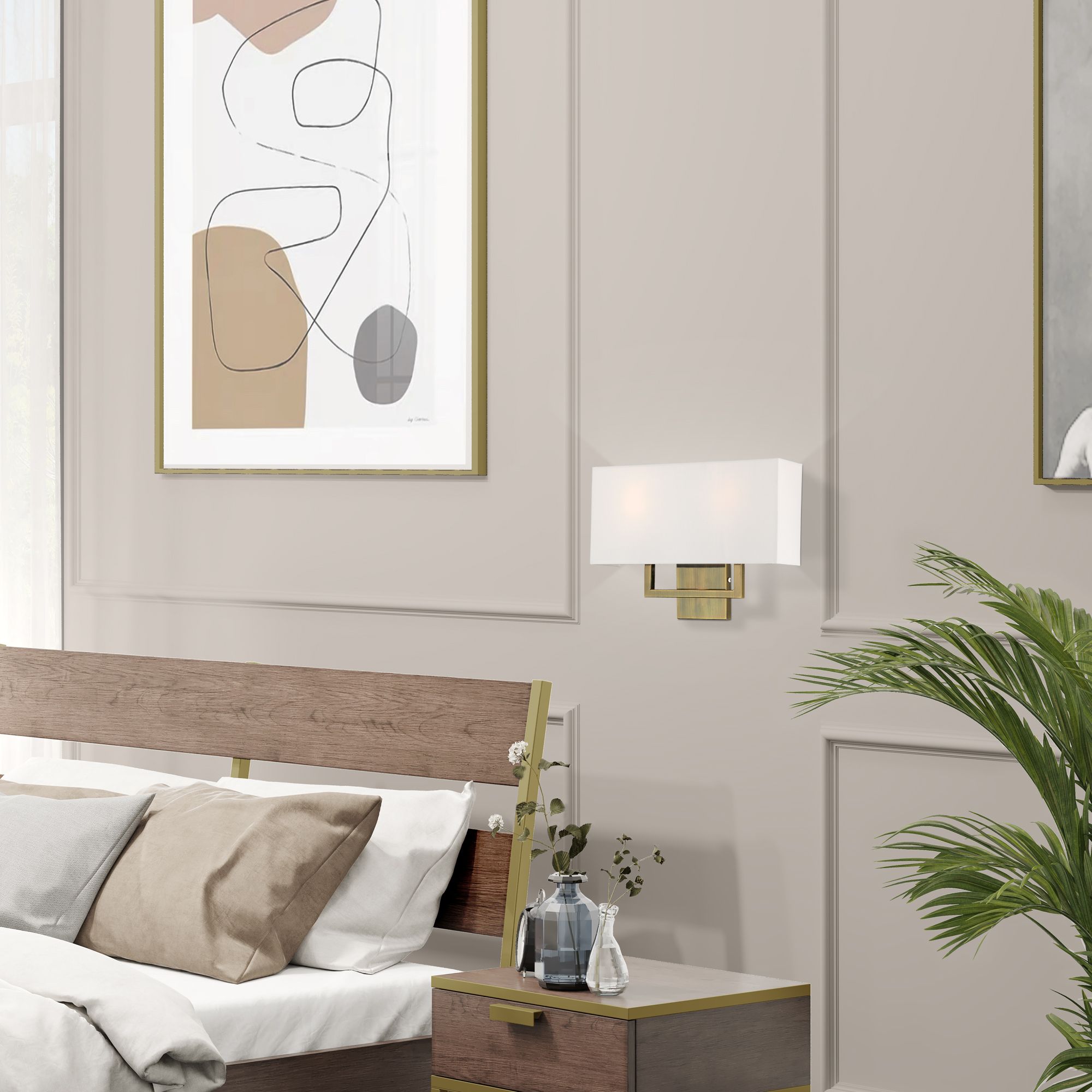 Image 3 2 Light Antique Brass ADA Wall Sconce more views