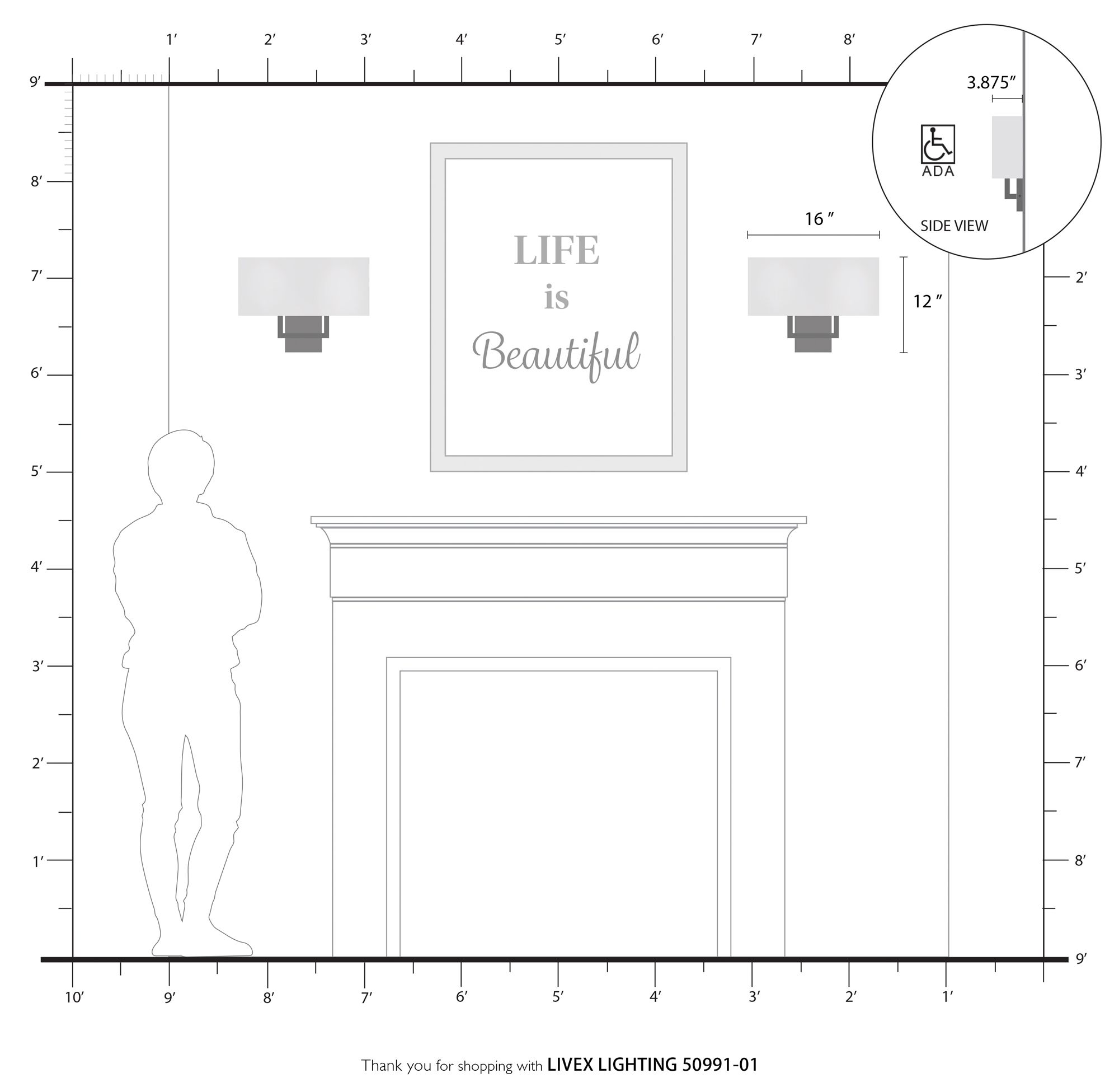 Image 5 2 Light Antique Brass ADA Wall Sconce more views