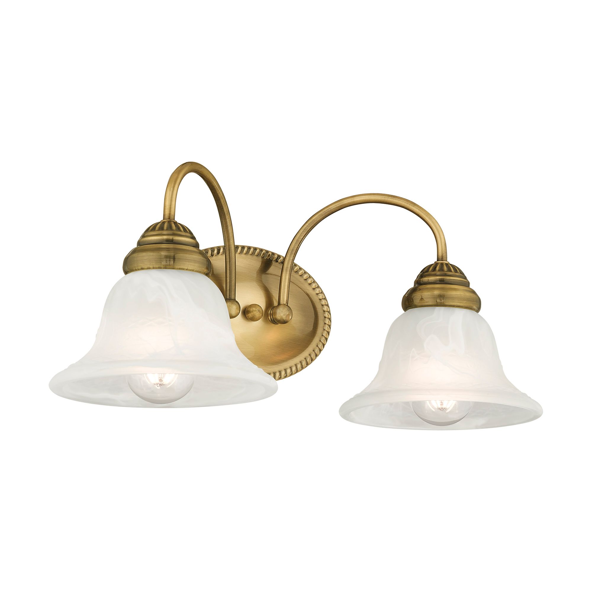 2 Light Antique Brass Bath Vanity
