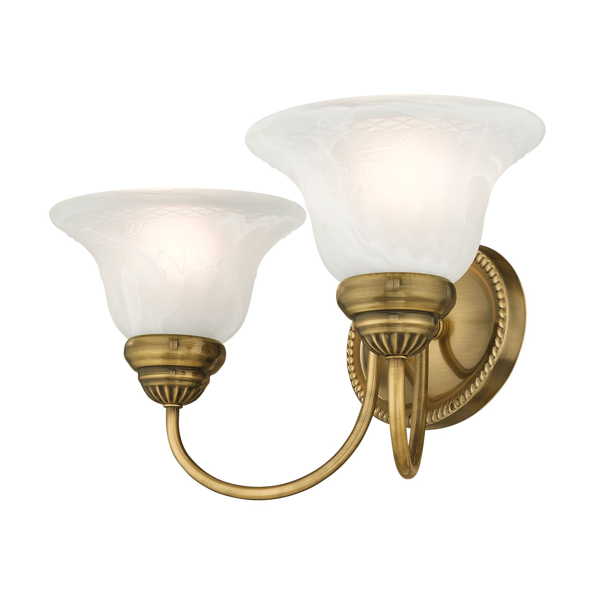 2 Light Antique Brass Bath Vanity