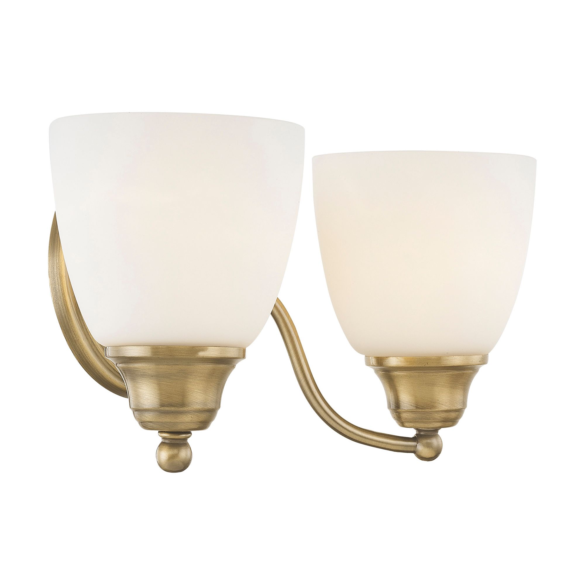 2 Light Antique Brass Bath Vanity in scene