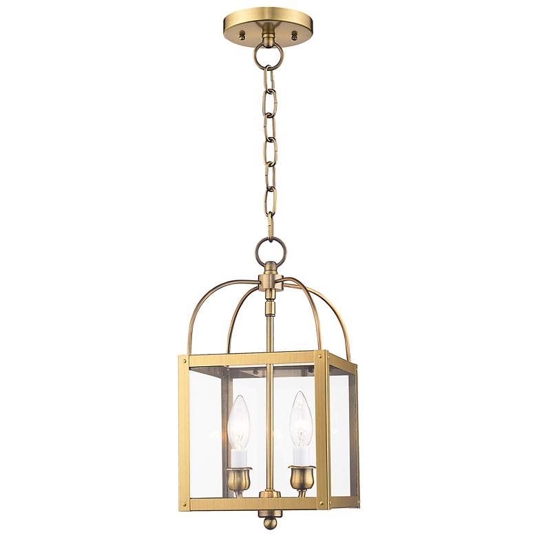 Image 2 2 Light Antique Brass Convertible Mini Pendant/Ceiling Mount