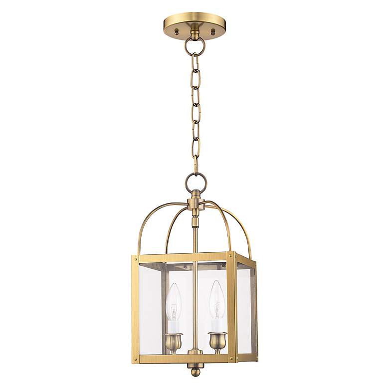 Image 3 2 Light Antique Brass Convertible Mini Pendant/Ceiling Mount more views
