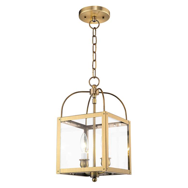 Image 4 2 Light Antique Brass Convertible Mini Pendant/Ceiling Mount more views