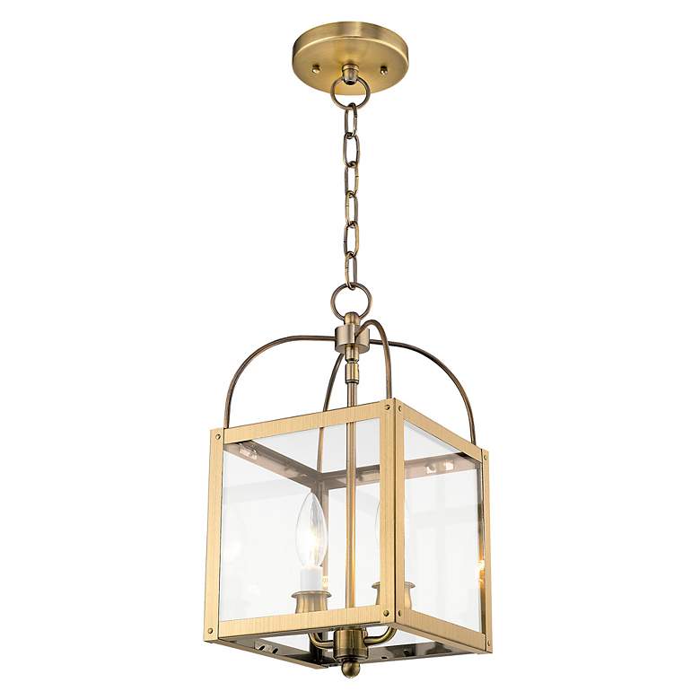 Image 5 2 Light Antique Brass Convertible Mini Pendant/Ceiling Mount more views