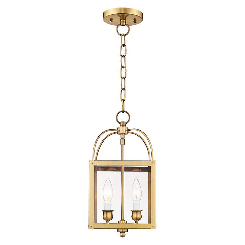 Image 7 2 Light Antique Brass Convertible Mini Pendant/Ceiling Mount more views