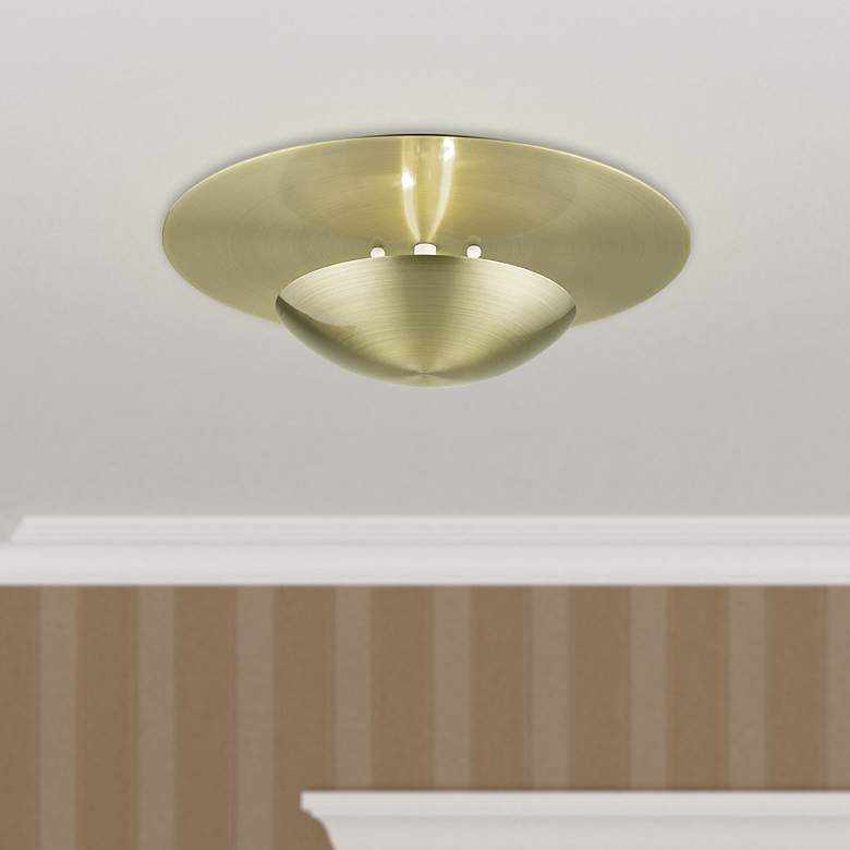 Image 1 2 Light Antique Brass Large Semi-Flush/ Wall Sconce